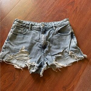 PacSun Light Blue Distressed High-Rise Jean Shorts